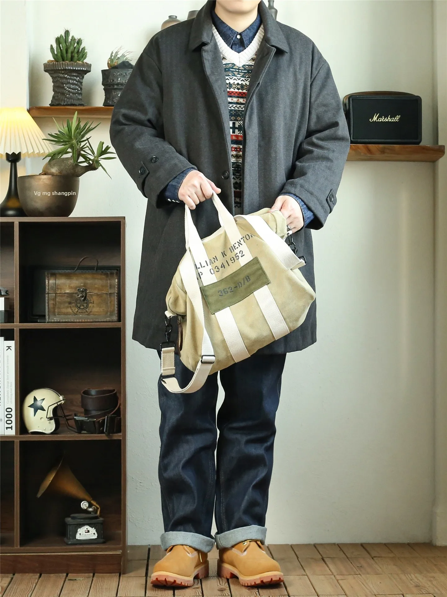 

Retro Thiened Medium Length Barma Ken Woolen Coat Cotton Jaet Loose Men Women Winter Faion Outerwear Casual Sle