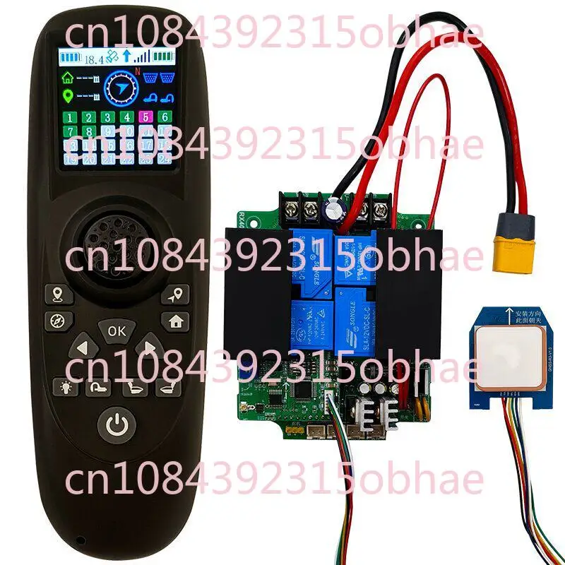 Rx40g 컬러 스크린 디스플레이 12v24v 트롤러 40a 고출력 원격 제어 마더보드 원버튼 리턴 GPS