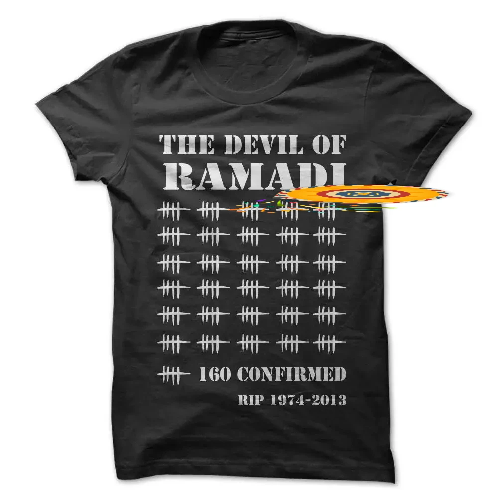

The Devil of Ramadi- Chris Kyle Naval Seals Sniper T Shirt. New 100% Cotton Short Sleeve O-Neck T-shirt Casual Mens Top