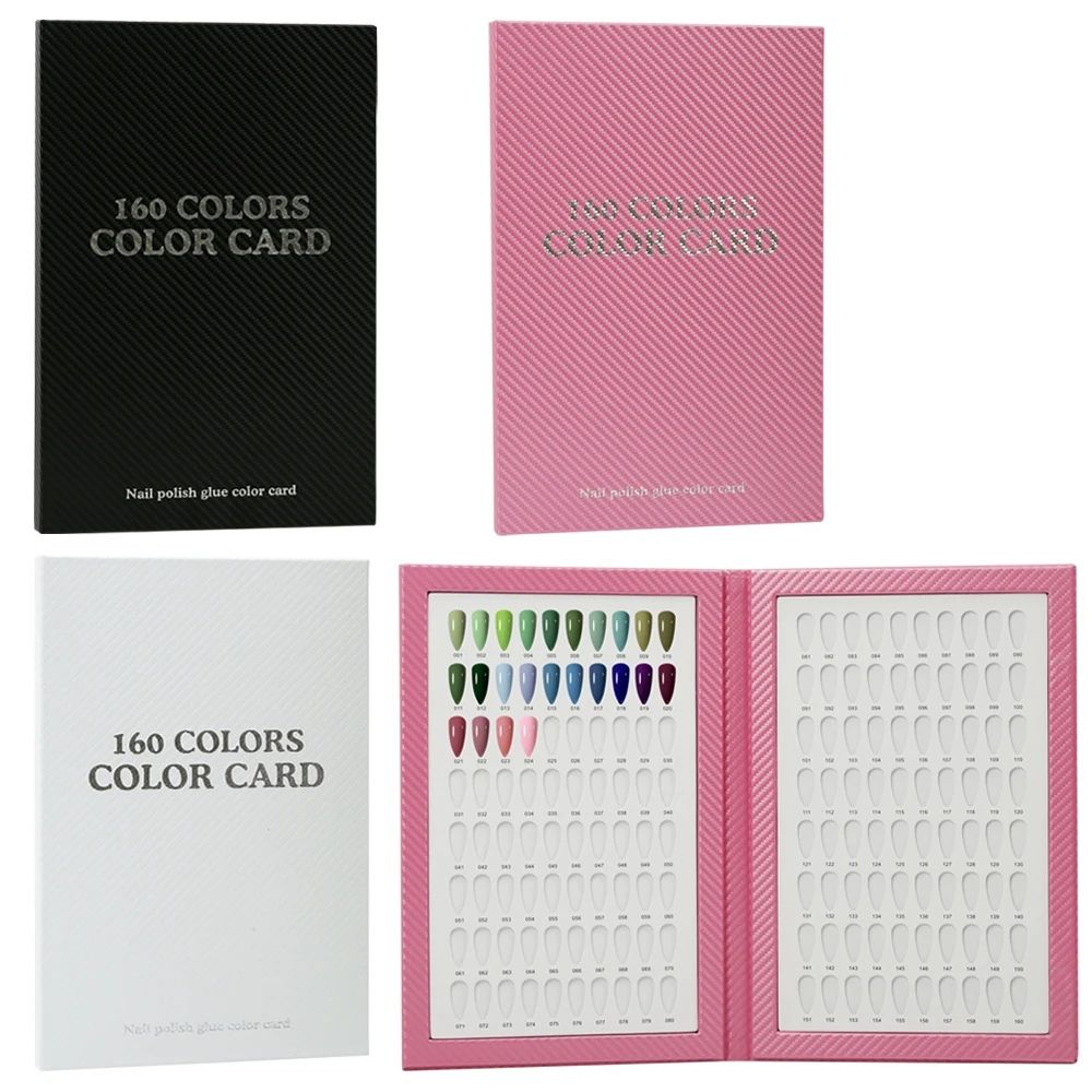 Professional Gel Nail Color Chart Book 160 Colors - Salon Swatch Display with 240 Fake Nail Tips & Nail Art Designs