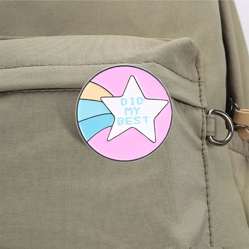  “REMEMBERED TO BREATHE” Mental Health Alloy Enamel Pin Positive Affirmation Round Brooch Backpack Jacket Badge Decor Gift
