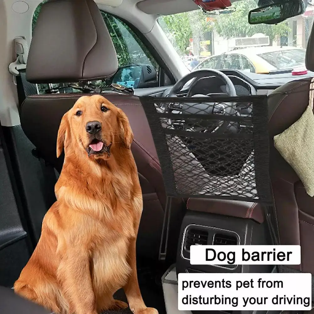 Pet Car Barrier Dog Car Barrier With Automatic Safety Bag Storage Mesh New Barrier Mesh Net Safety Protector Seat Back Guar P7O0