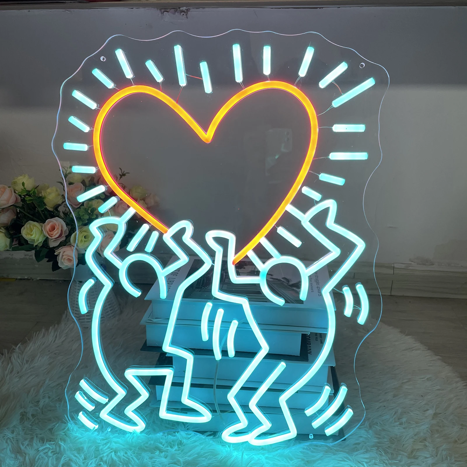 Imagem -03 - Double Love Art Neon Sign Handmade Neon Sign para Hair Beauty Salon Sinal de Negócios Neon Moderno