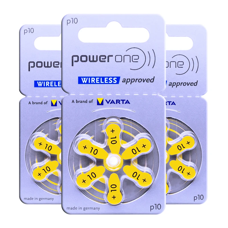 Pilas para audífonos tamaño 10 a10 10a P10 PR70 Powerone 1.45V, pilas de botón de zinc-aire, Alemania.