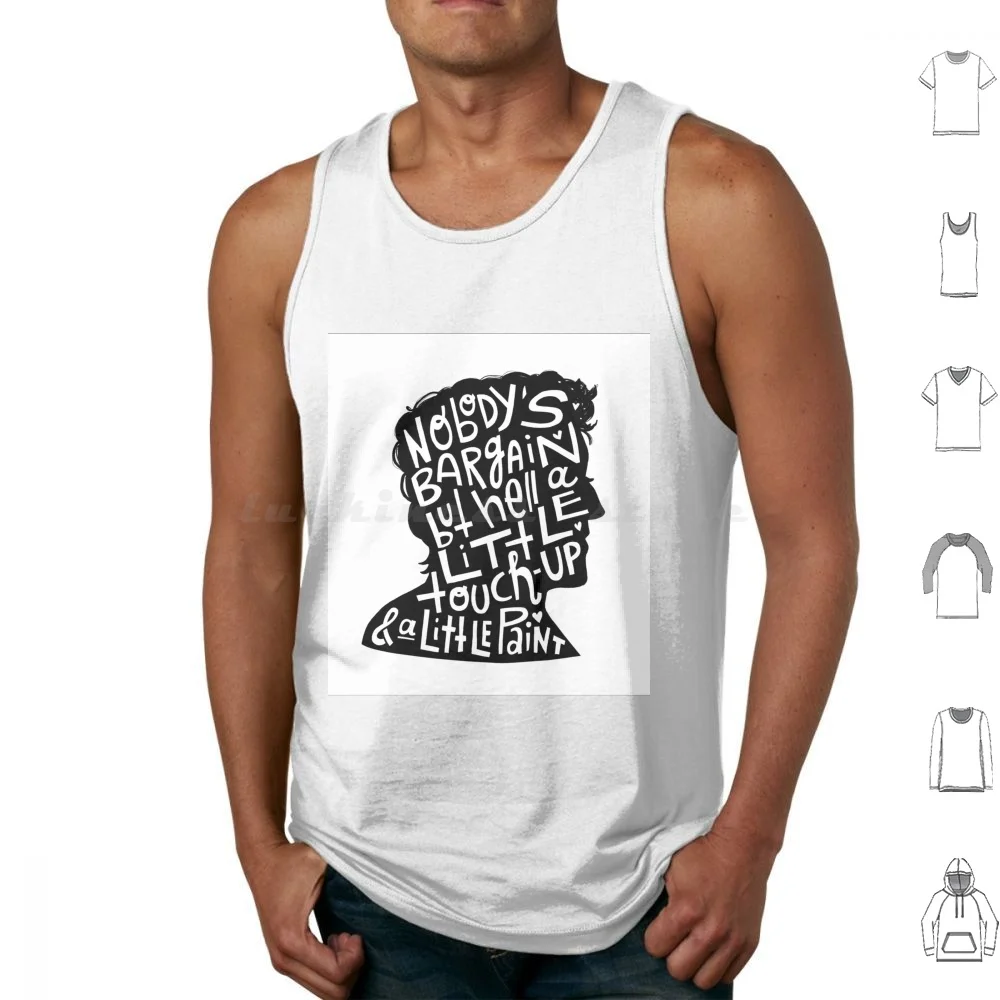 

Nobody' ; S Bargain Tank Tops Vest Sleeveless Monochrome Lettering Springsteen Silhouette Portrait Self Esteem Typography