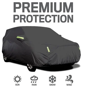 Car jacket car cover all black 190T silver coated car jacket rain and sun protection car cover Polyester