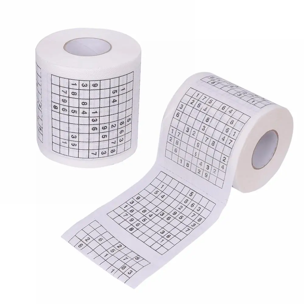 1PC Creative Sudoku Game Toilet Paper Roll with Fun Printed DesignsToilet Paper Bathroom Accessories