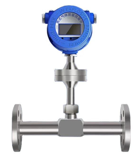 Thermal gas mass flow meter air gas nitrogen oxygen pipe segment insertion integrated flow meter