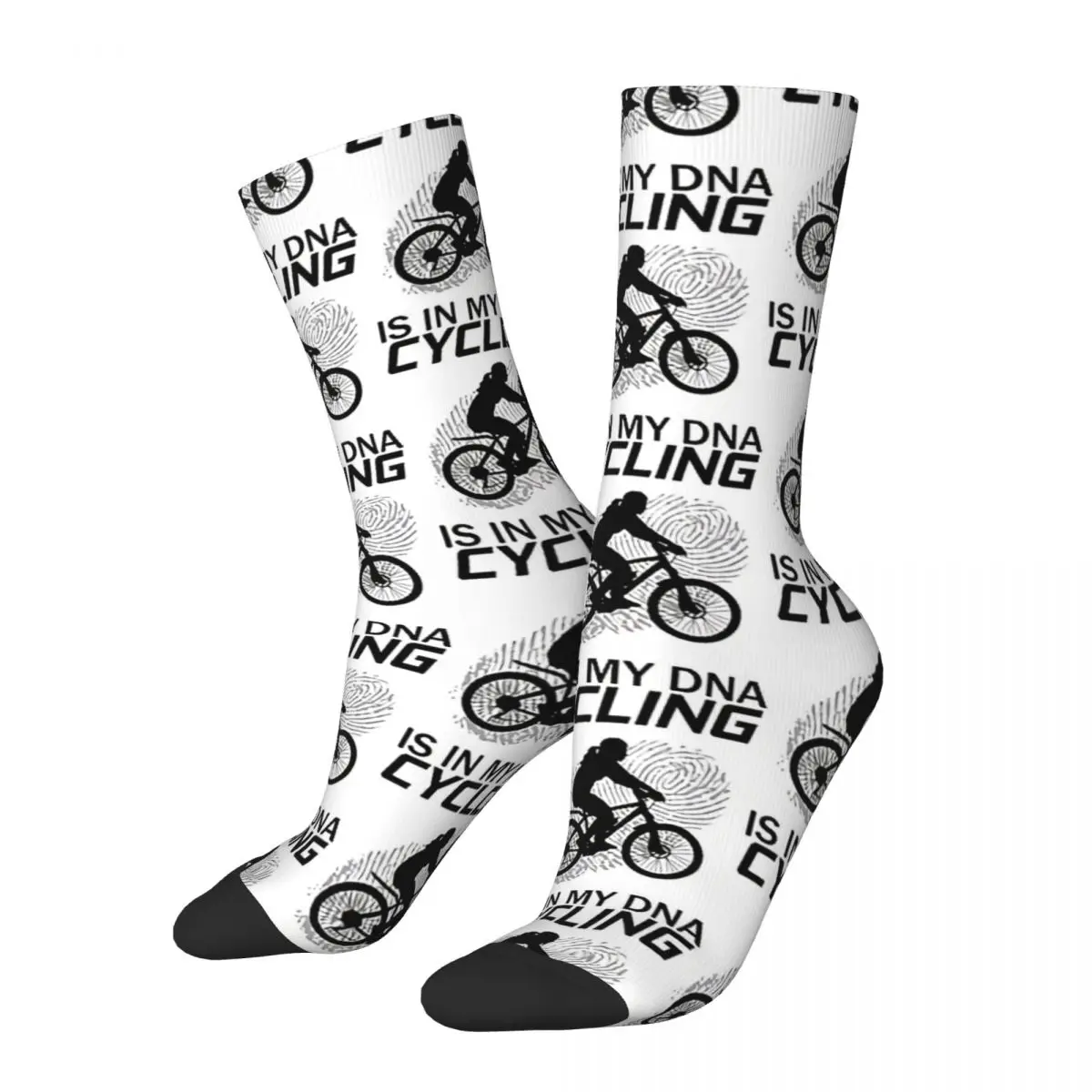 

Hip Hop Retro DNA Quote Crazy Men's Socks Bicycle Bike Unisex Harajuku Pattern Printed Funny Happy Crew Sock Boys Gift