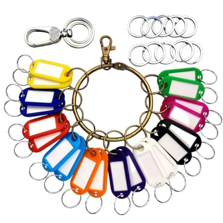 

Key Tags, 20 Key Label Tags with Ring, 10 Key Chain Rings, 1 Key Clip, 1 Janitor Key Ring, Suitable for Company, Home Key Manag