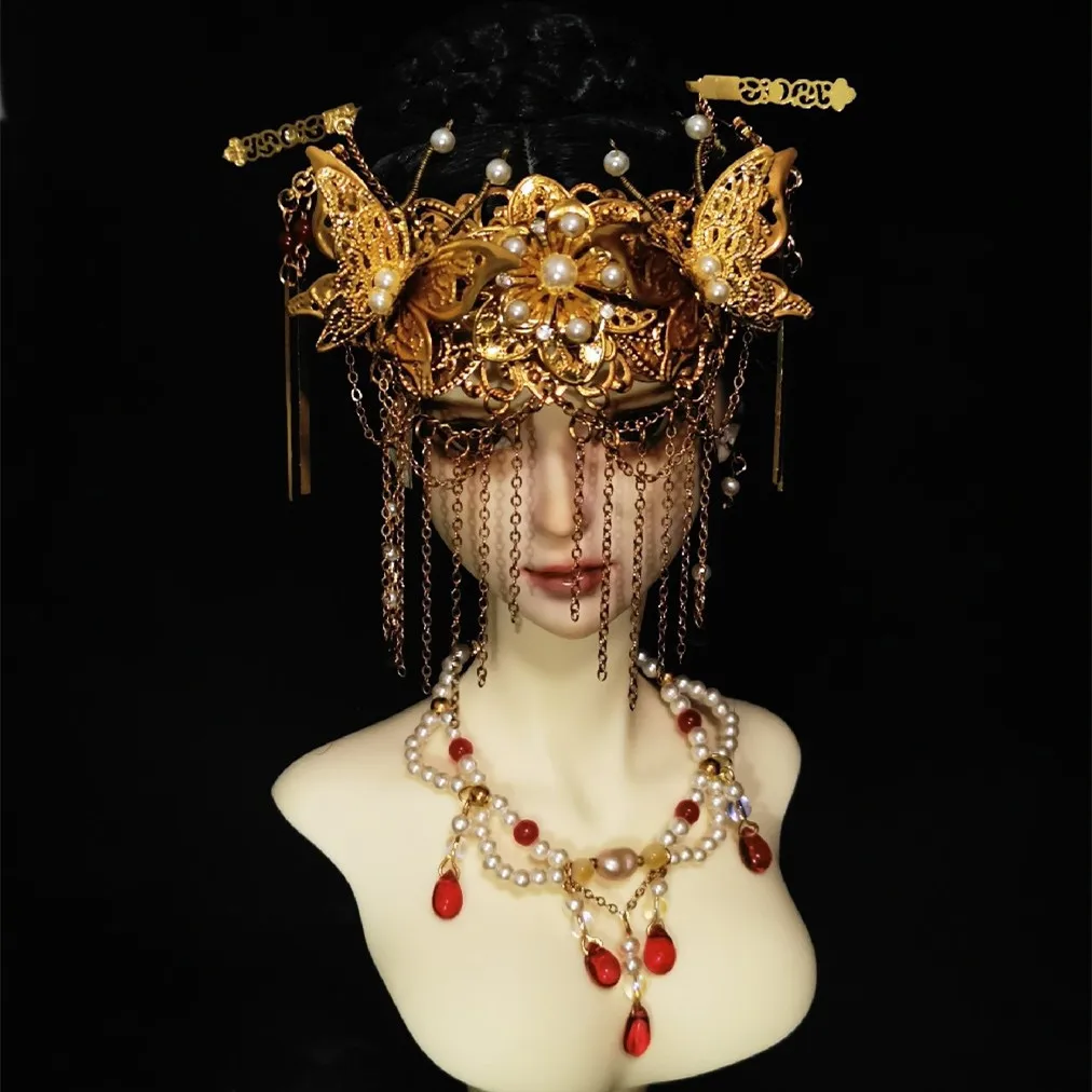 Collier de boucles d'oreilles couronne de cheveux, coiffure de diadème de patients fantômes BJD