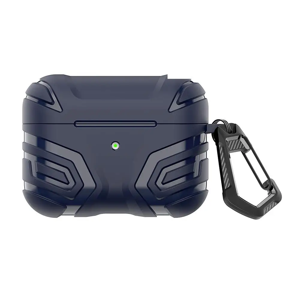 TPU Bluetooth Earphone Protective Case For AirPods 4 Drop Protection The Anti-Slip Stripe Design Earphone Shell With Hook