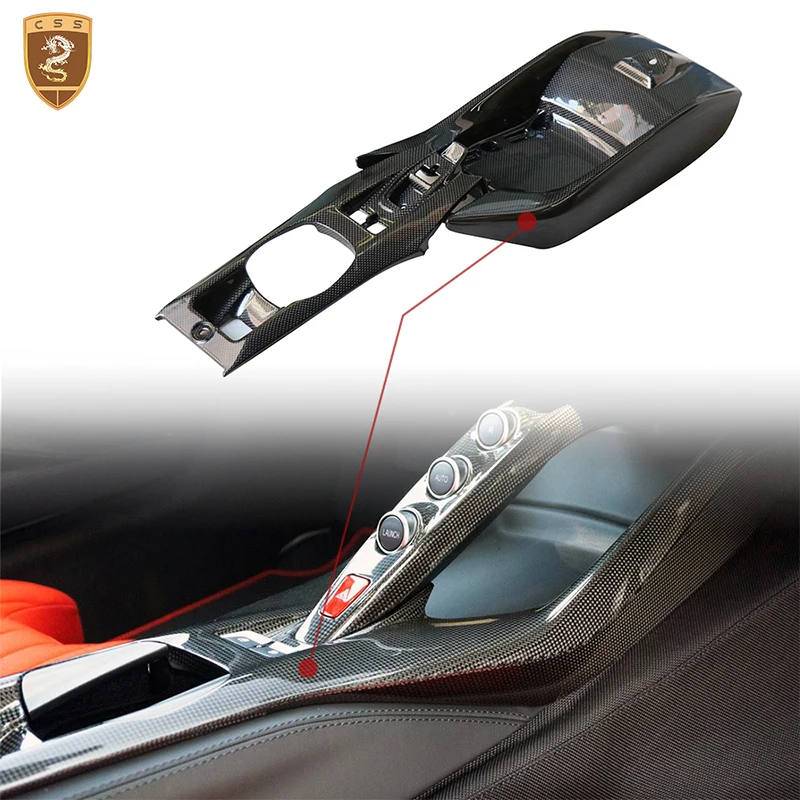 Dry Carbon Fiber Central Control Base Panel Interior Decoration Trim Cover For Ferari 812 OEM Style Car Moulding Accessories
