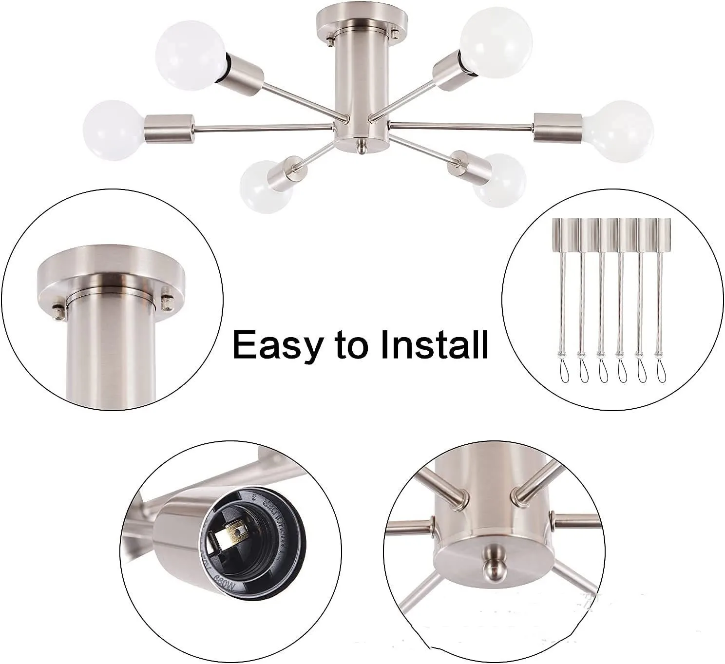 Nordic Iron Chandelier Light 6 Lights Low Floor Decorative Dining Living Room Chandelier Ceiling Lamps AC85-260v E27/E26 Socket