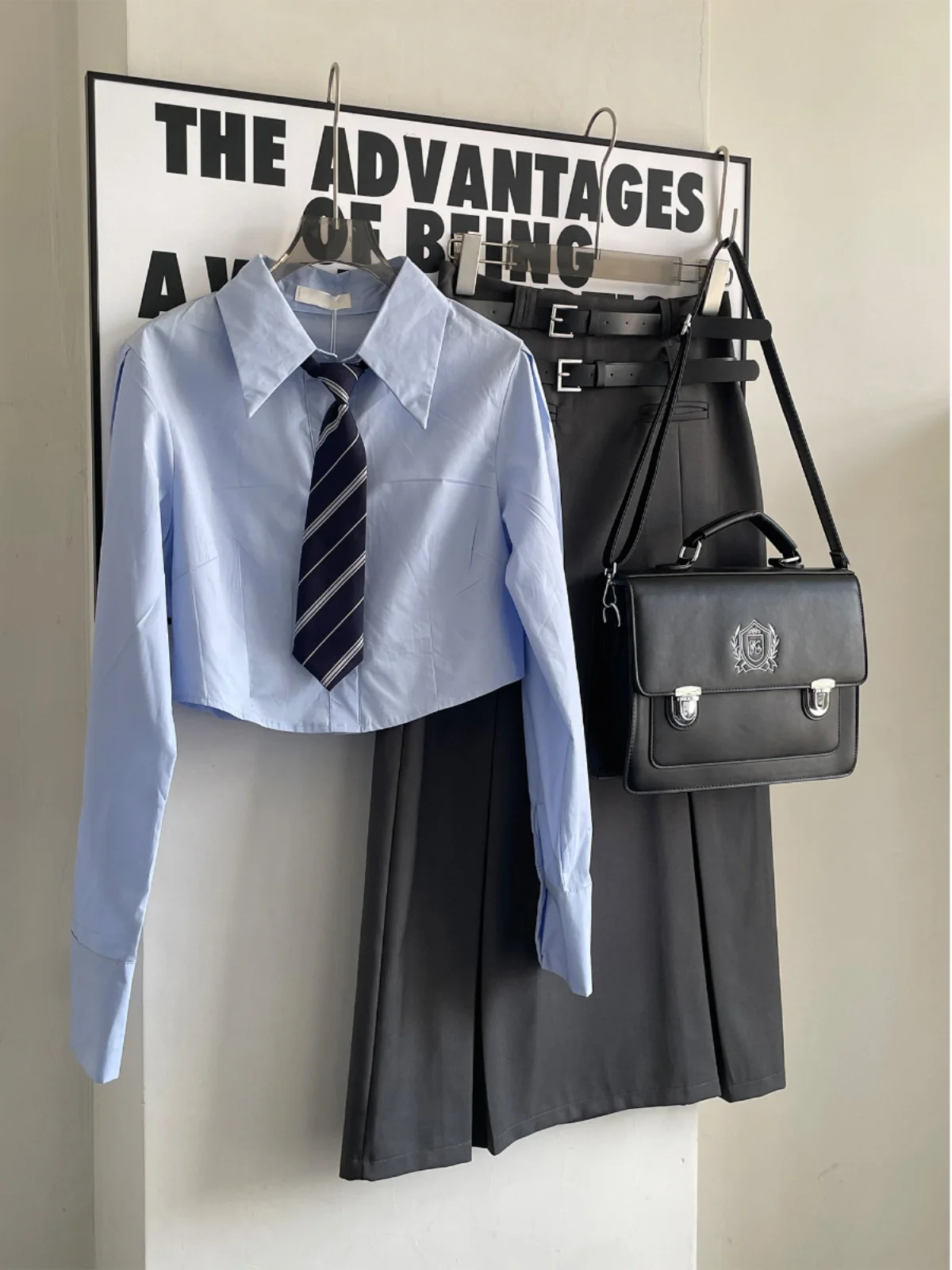 

Синяя женская рубашка с длинным рукавом, европейский стиль, весенняя, с коротким воротником, студенческая мода, приталенная, для повседневной носки