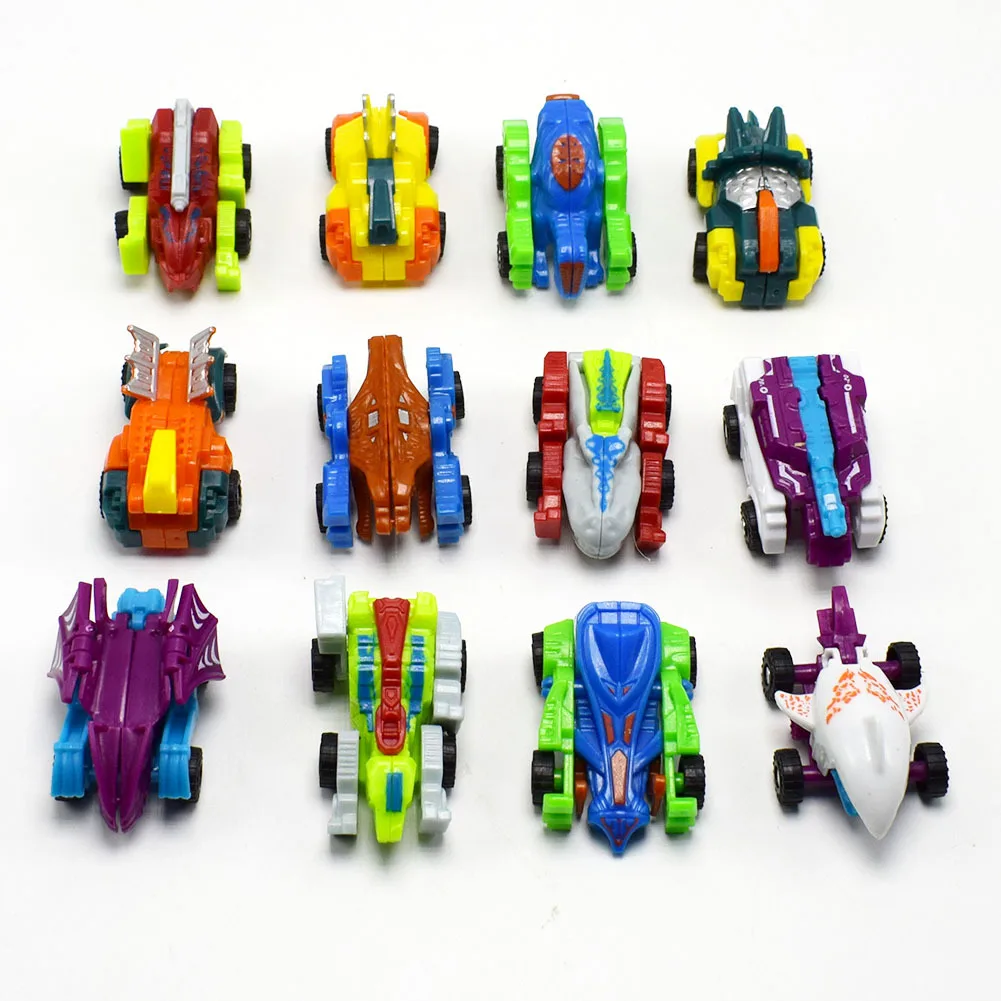 6 Pcs Novelty Funny 12 Styles Of Dinosaur Deformation Car Creative Mini Deformation Sports Car Hundred Car Robot Twister Toys