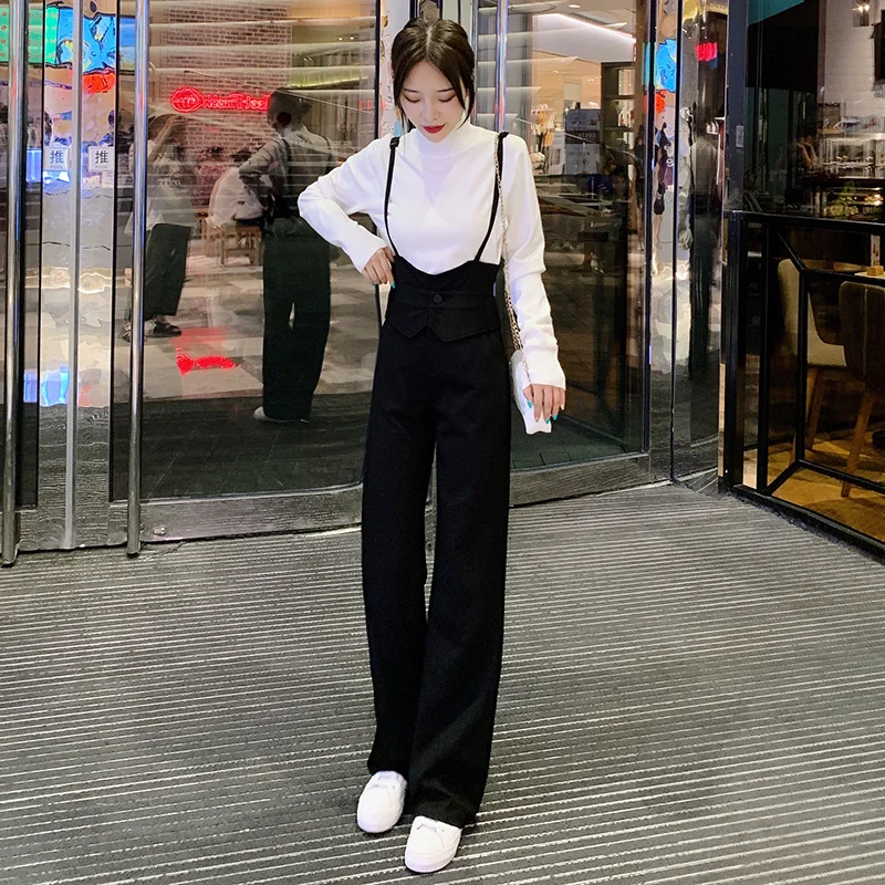 

Loose Women's Overalls High Waist Straight Leg Casual Wide Leg Pants Korean Sle Spring Autumn New Sle Faionable Slimming