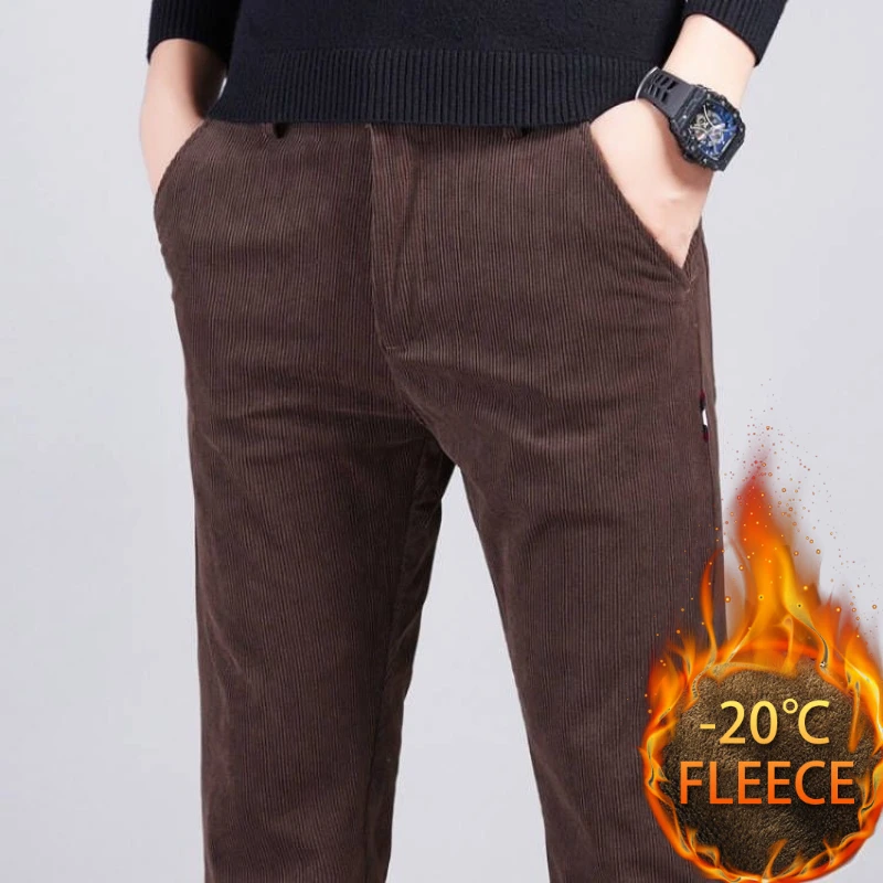 

Thermal Corduroy Casual Pants Plush Plush Korean Fashion Slimming New Stretch All-matching Men's Pants Slacks