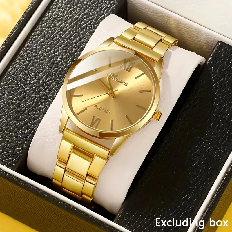 Women's Quartz Watch Gold Luxury Women Rhinestone Ring Necklace Earring  Fashion Wristwatch Casual Ladies Watches Jewelry Set