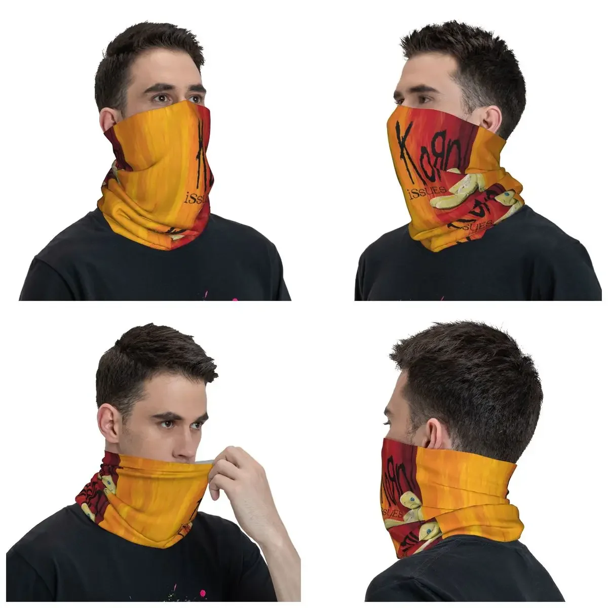 Industrial  Rock Band Korns Bandana Neck Gaiter UV Protection Face Scarf Cover Men Women Headwear Tube Balaclava