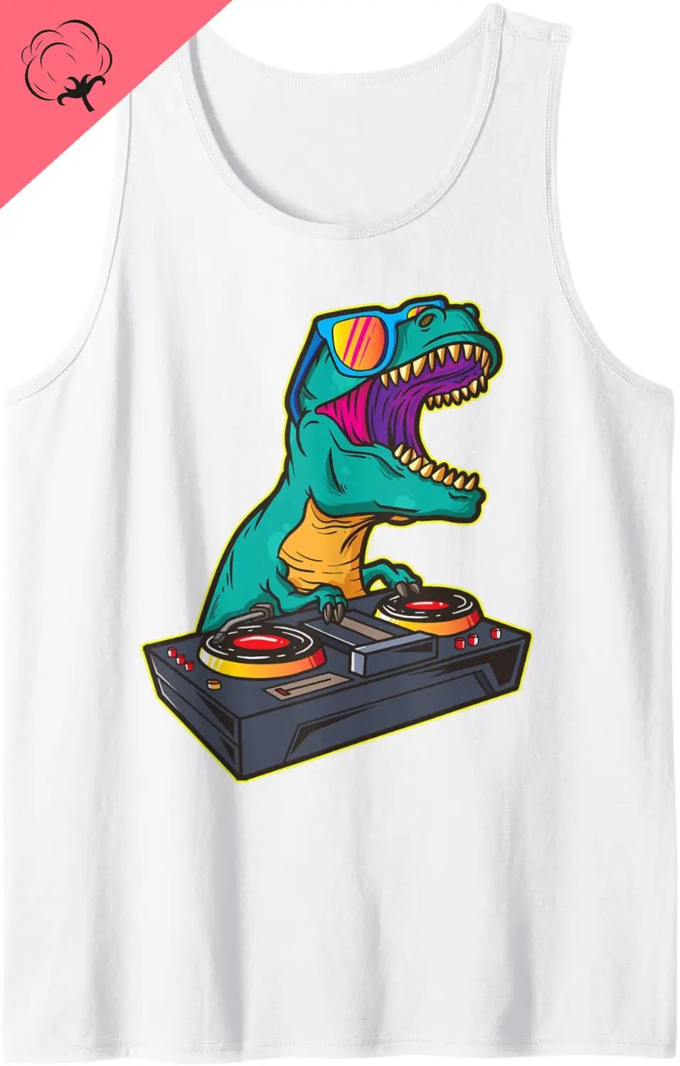 Camiseta de regalo T Rex DJ Party Club Disk Jockey, camiseta sin mangas EDM Dance Club, chaleco corto de algodón para salir, divertida Camisa de algodón de verano