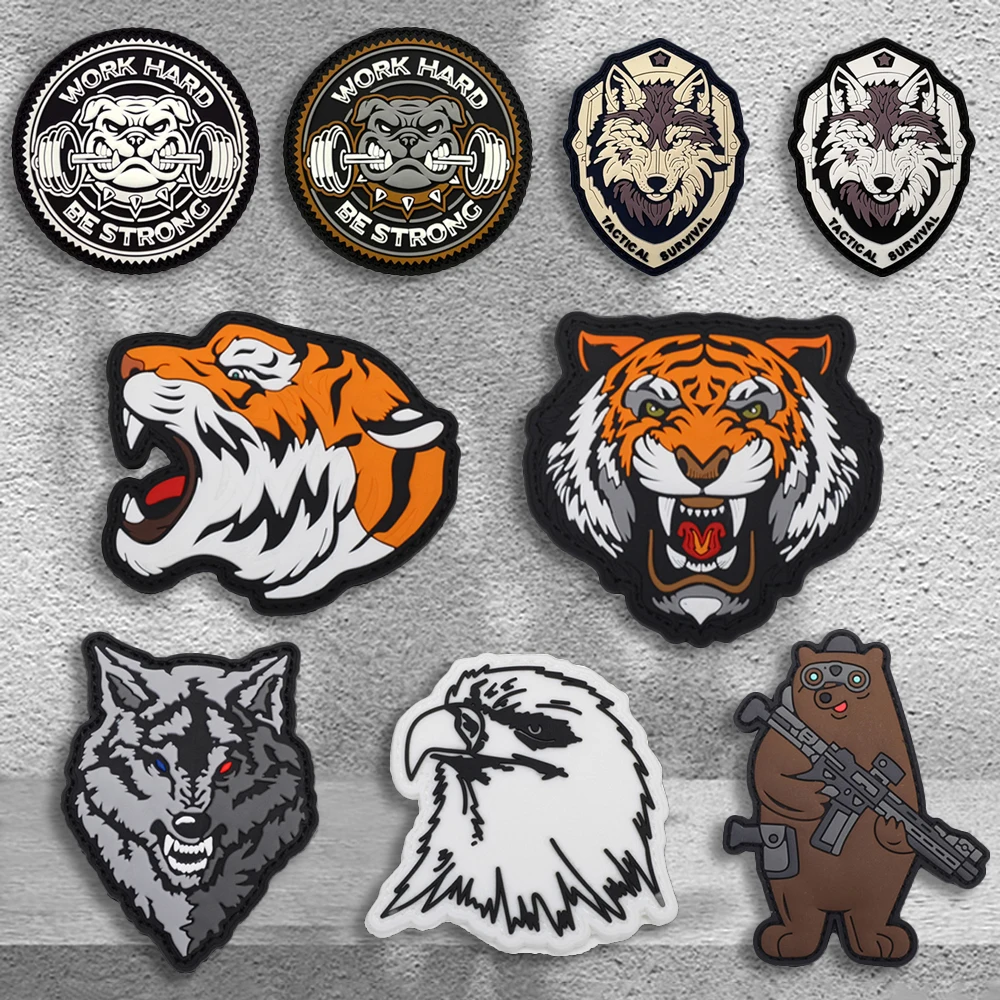 A Beast Series Pvc Patch Tactical Vest/Strap Badge Sticker Patch Pvc, Glow-In-The-Dark Effect, Hook-And-Loop Fastener Morale Patch Backpack Sticker Clothing Patch Soft Rubber