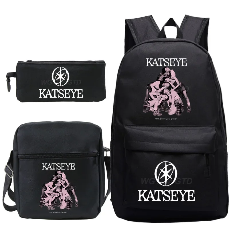 3pcs Group KATSEYE Backpack Shoulder Bag Pencil Bag Set Student Outdoor Travel Knapsack Boy Girls School Bags Children Mochila