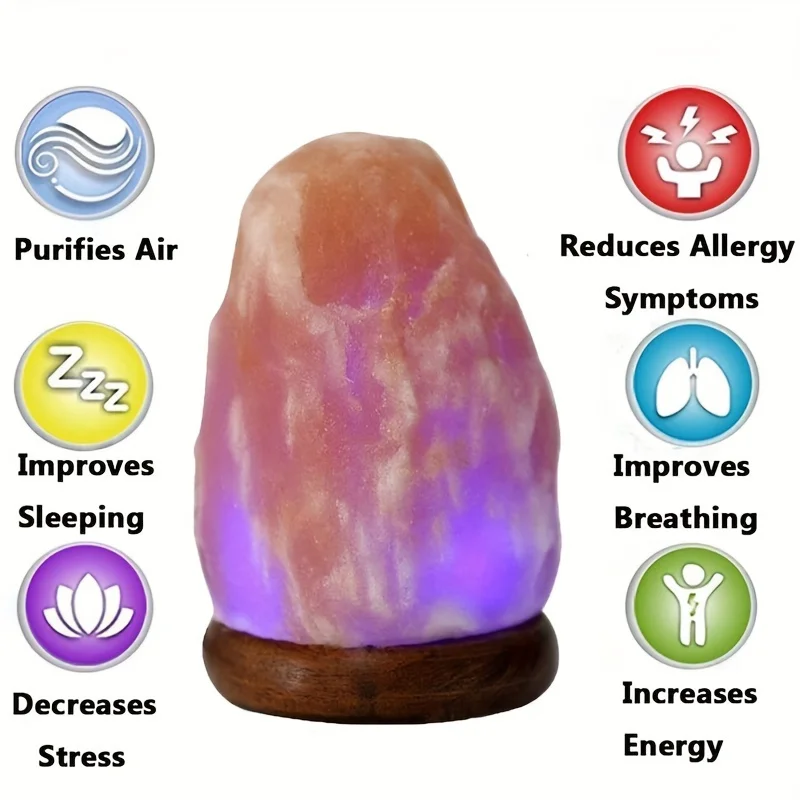 Himalayan crystal salt lamp USB natural colorful color changing warm white LED mineral salt lamp night light