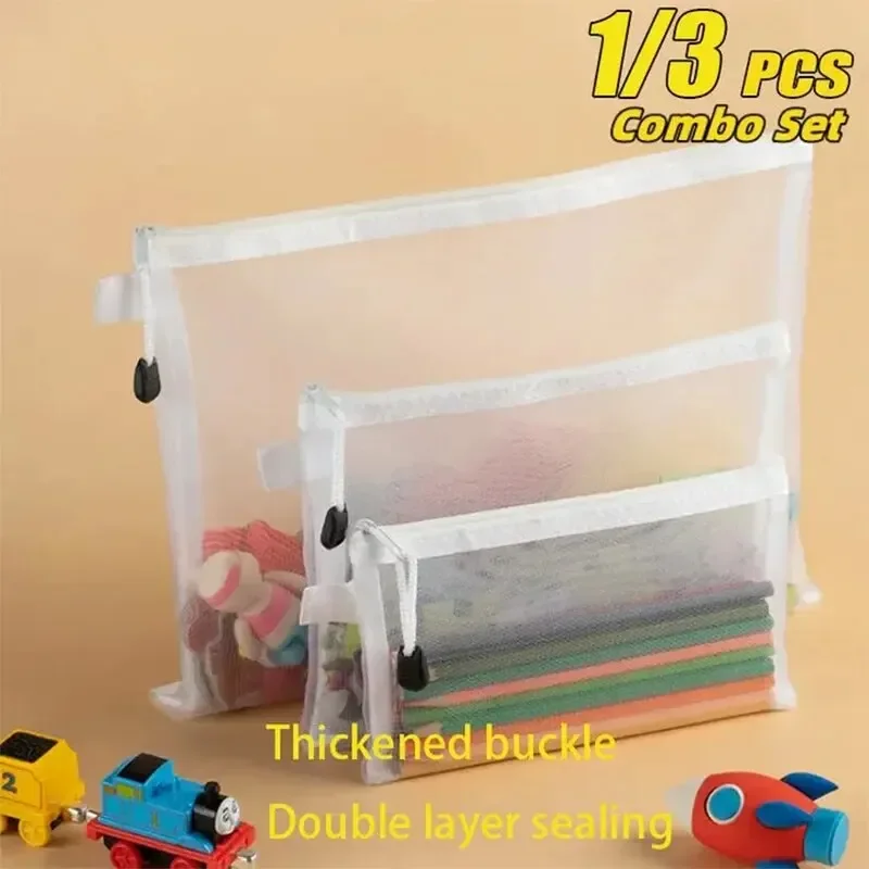 1-3PCS Storage Bag Mesh ZipperToy Building Block Puzzle Sub-package Children Particle Zipper Transparent Finishing Storage