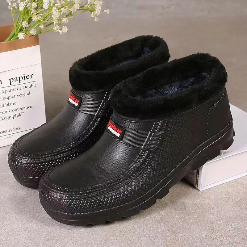 37-41 Womens Rain Boots Winter Waterproof Shoes Mujer Ankle Snow Botas Female Platform Thick-soled Plush Anti Slip Water Zapatos