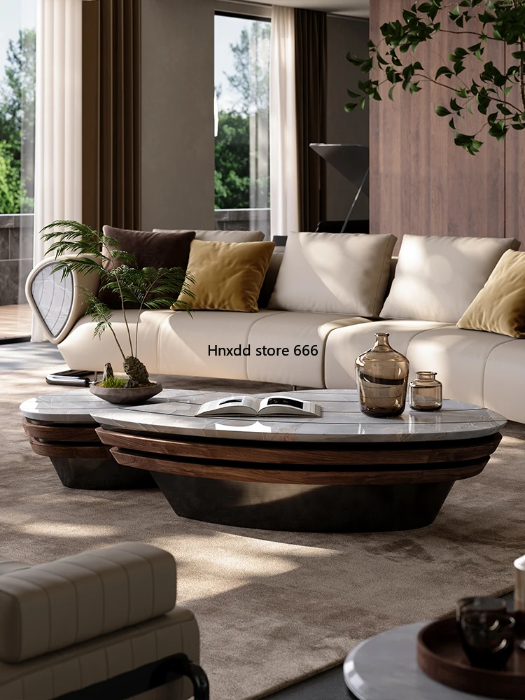 Simple modern villa light luxury natural marble coffee table