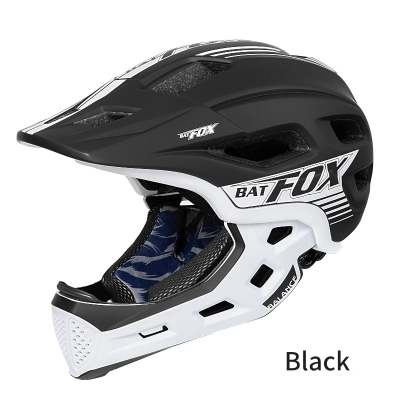 BATFOX Kinder Vollgesichts-Fahrradhelm Abnehmbarer Kinnriemen Stoßabsorbierende Schale Sicherheitszertifizierter Rad- und Rollerhelm für Kinder – Detail 12