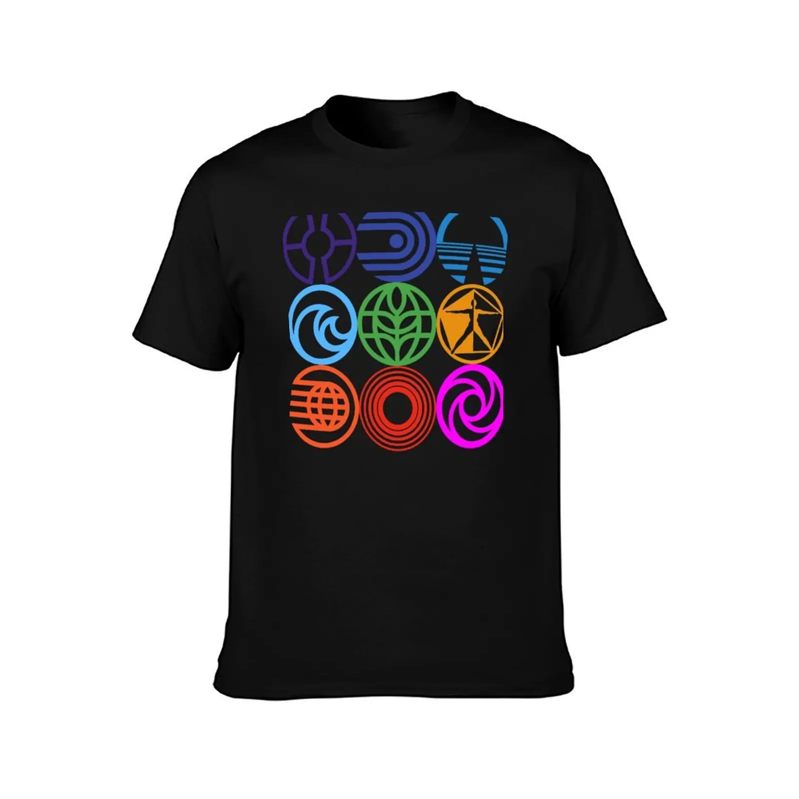 Retro Epcot Logos T-Shirt, Summer Casual Cotton Tee, Oversized Streetwear Tops, Vintage Graphic Print, Loose Fit Short Sleeve