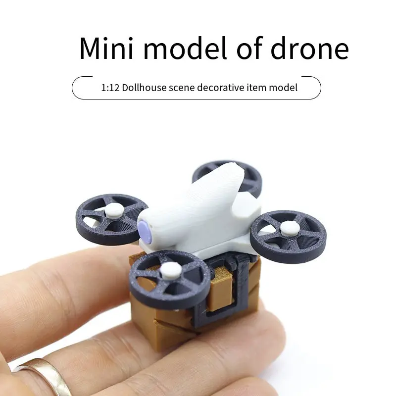 Mini Drone Model Dollhouse Decor, Simulation Quadcopter Miniature Toy, DIY Micro Scene Shooting Prop, Creative Desktop Ornament