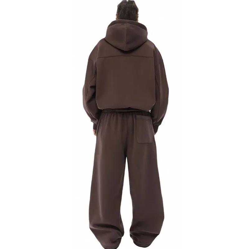 New fashion zipper hooded sweatshirt and pants for women, street style zipper hooded sweatshirt and pants two-piece set