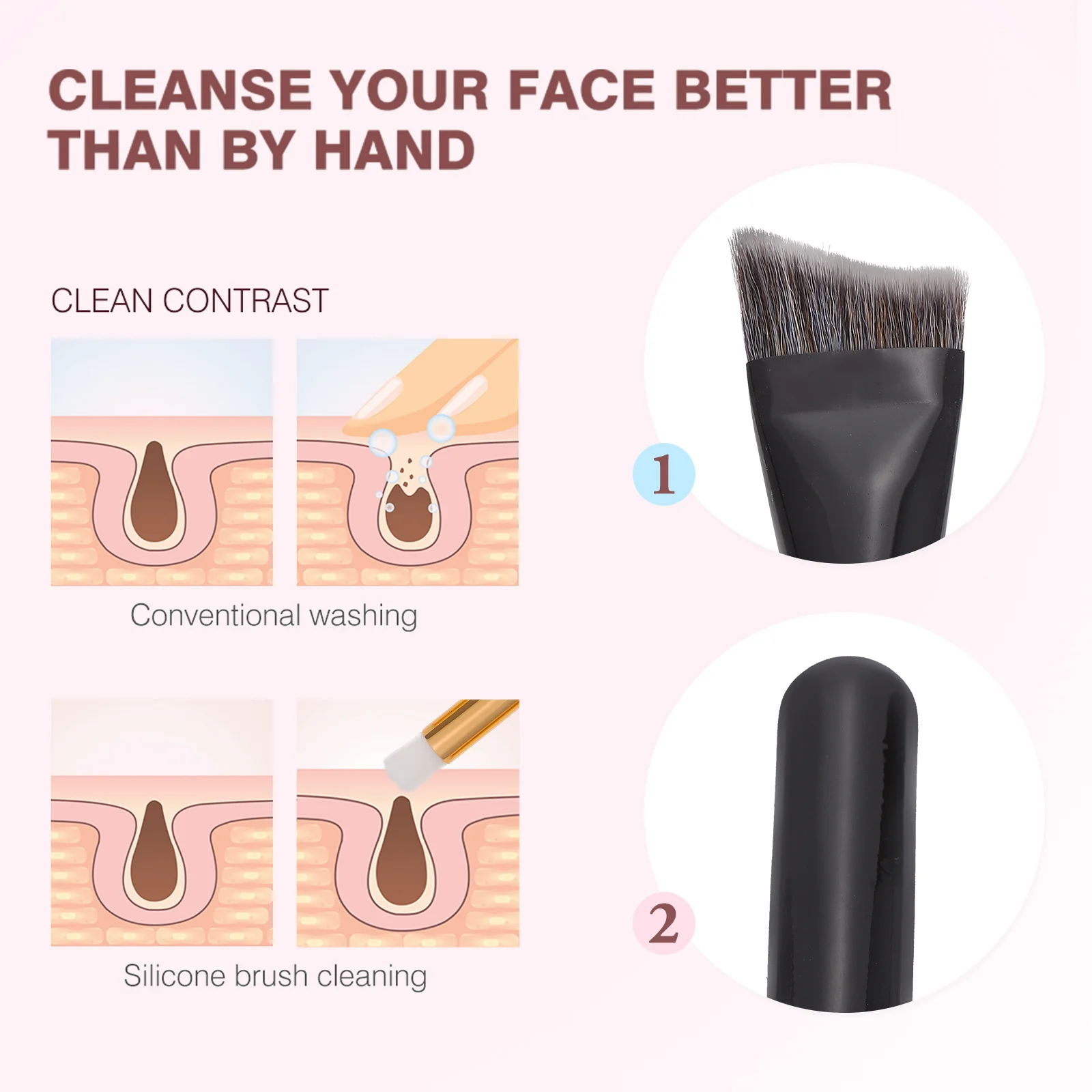 

1Pcs Bright Black Wooden Handle Makeup Brush Professional Contour Foundation Brush with Curved Head for Facial Sculpting Photo