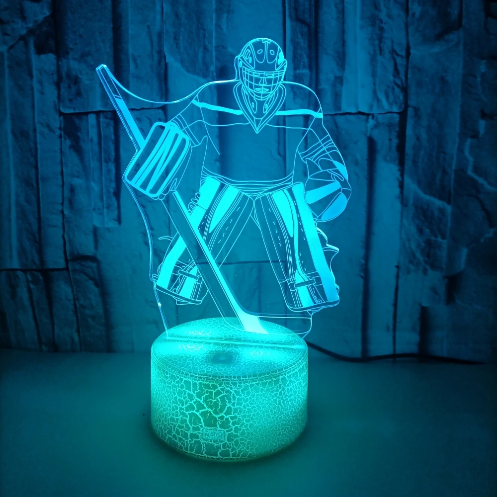 Ice Hockey Night Light 3D Illusion Lamp for Boys Room Decor  USB Color Changing Desk Lamps for Kids Sport Fans Birthday Gifts