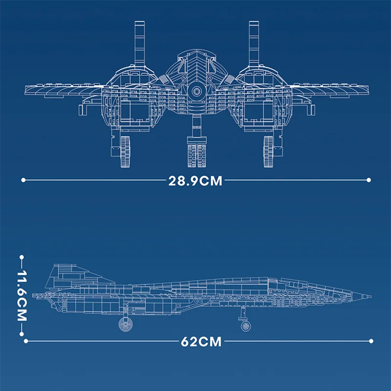 Klocki do budowania samolotów szpiegowskich SR-72 Wojskowy model myśliwca Air Force Klocki do budowy Dekoracje stołowe Zabawki dla dzieci Prezent2071PC