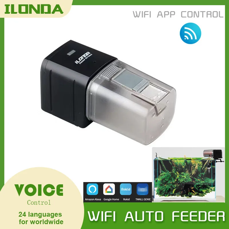 Ilonda Automatic WiFi Fish Feeder Aquarium Smart Turtle Shrimp Plant Tank Koi Food Dispenser Products Accessoires Articles Pets