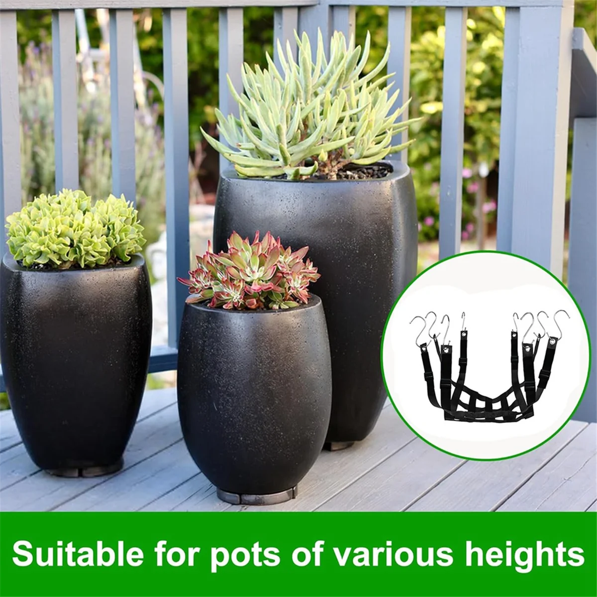 ABTX Adjustable Height Planter Inserts Elastic Planter Lift Riser Insert with Hooks Planter Inserts for Pots Planter