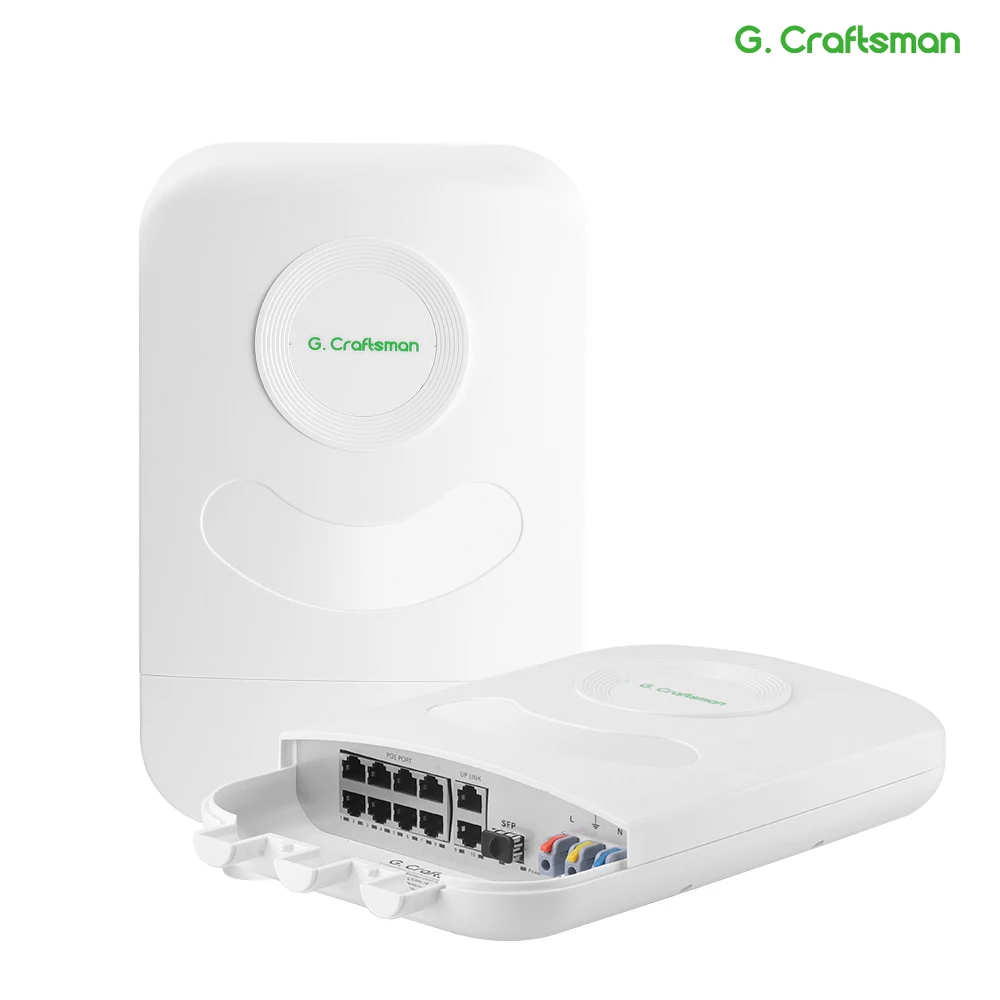 C GC Q08CA 8 Port Outdoor POE-Switch Waterproof with 2 Gigabit Ports&SFP Uplink/IEEE 802.3af/at 30W per Port/250m Distance