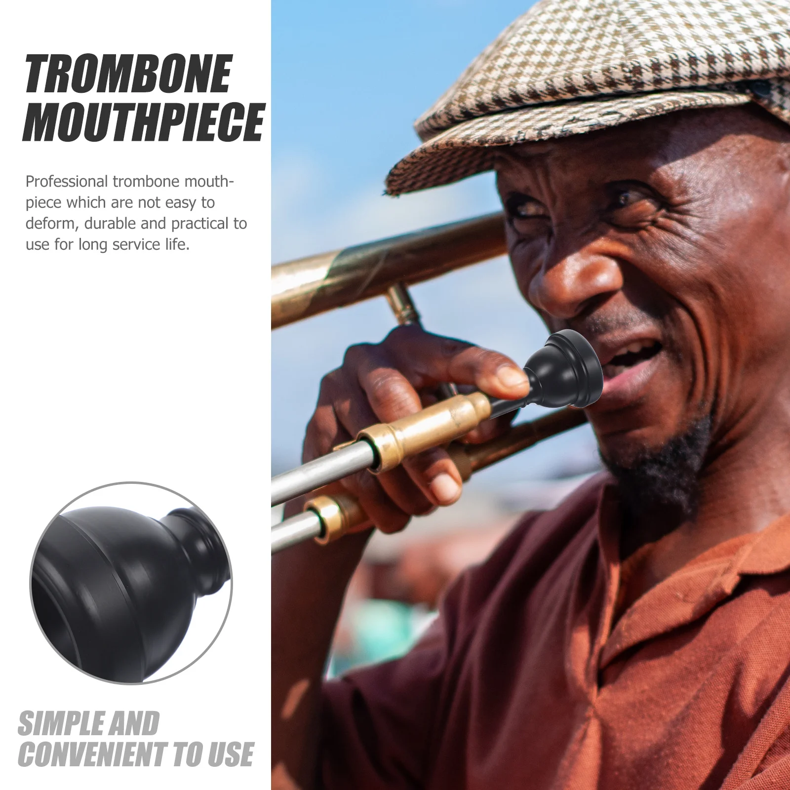 

Compact Trombone Mouthpiece Plastic Replacement for Trombone Accessories High Performance Sound Non-Deform Long Service Life