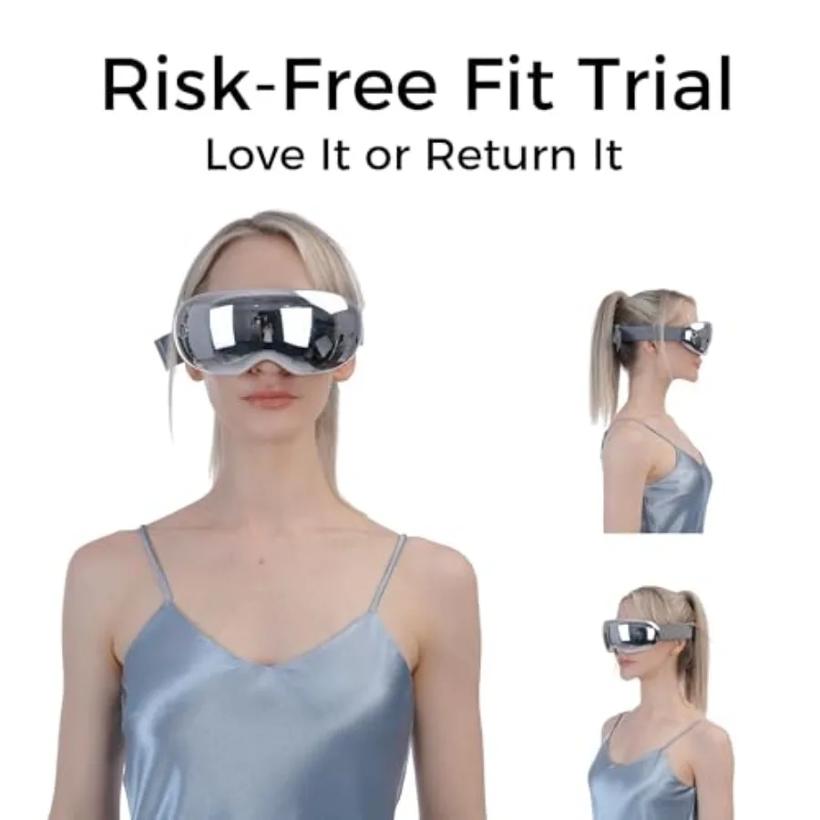 

Eye Massager with Heat - FSA/HSA Approved Eye Massager Accupressure Massage with Vibration Heated Eye Mask for Migraines Dark C
