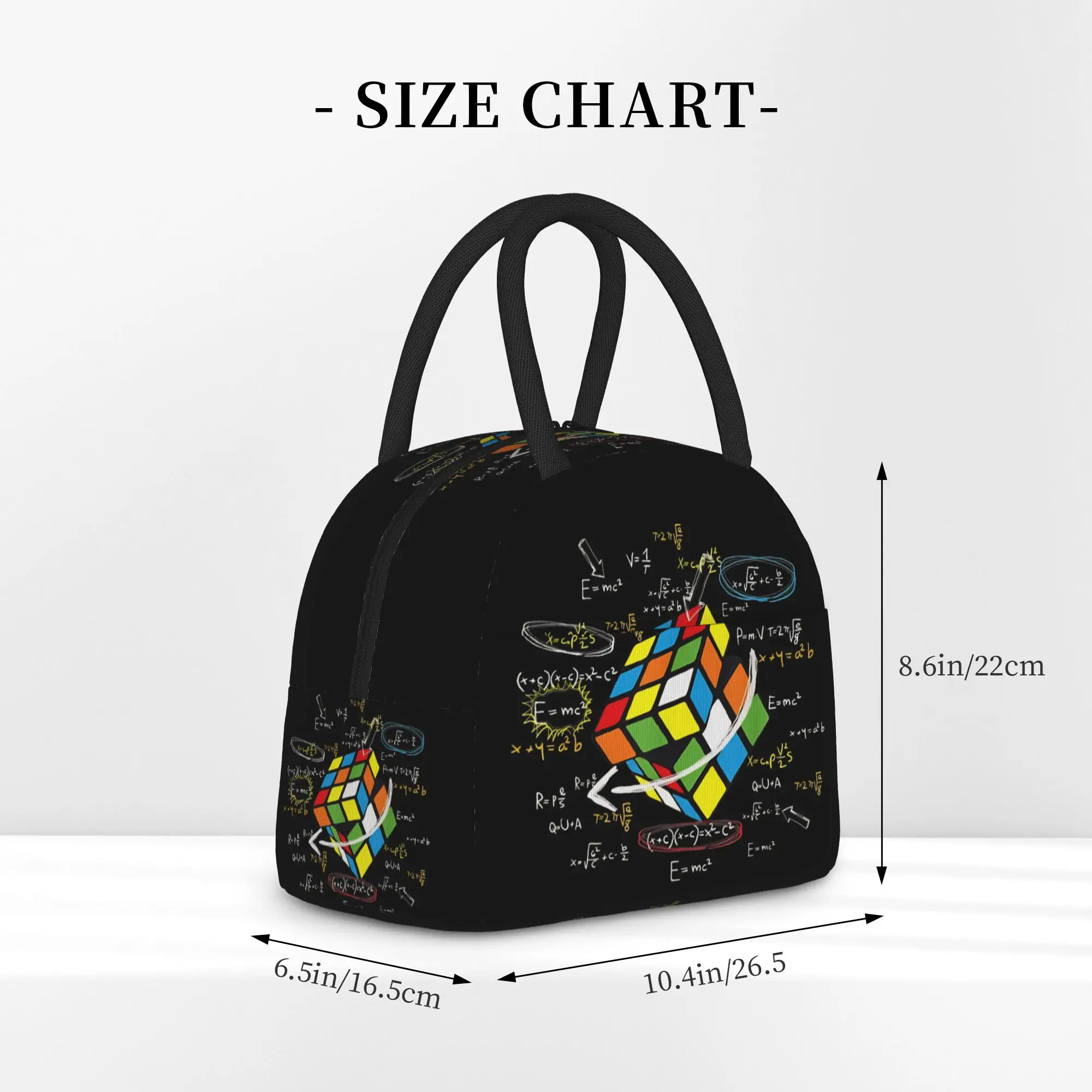 Math Rubik Rubix Rubics Player Cube Math Lovers Lunch Bag Casual Lunch Box Zipper Tote Food Bags For Women Oxford Cooler Bag