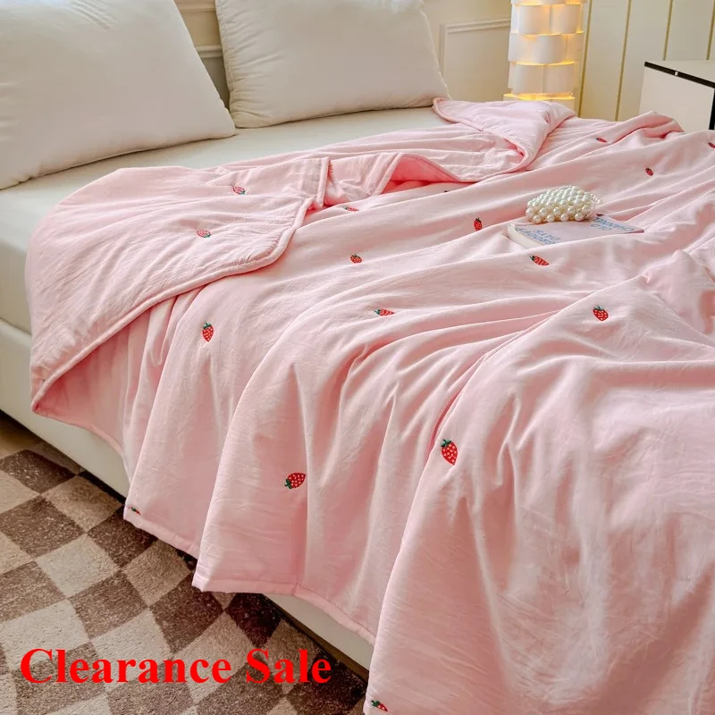 

New embroidered washed cotton summer quilt machine washable light dormitory single double summer air conditioner quilt