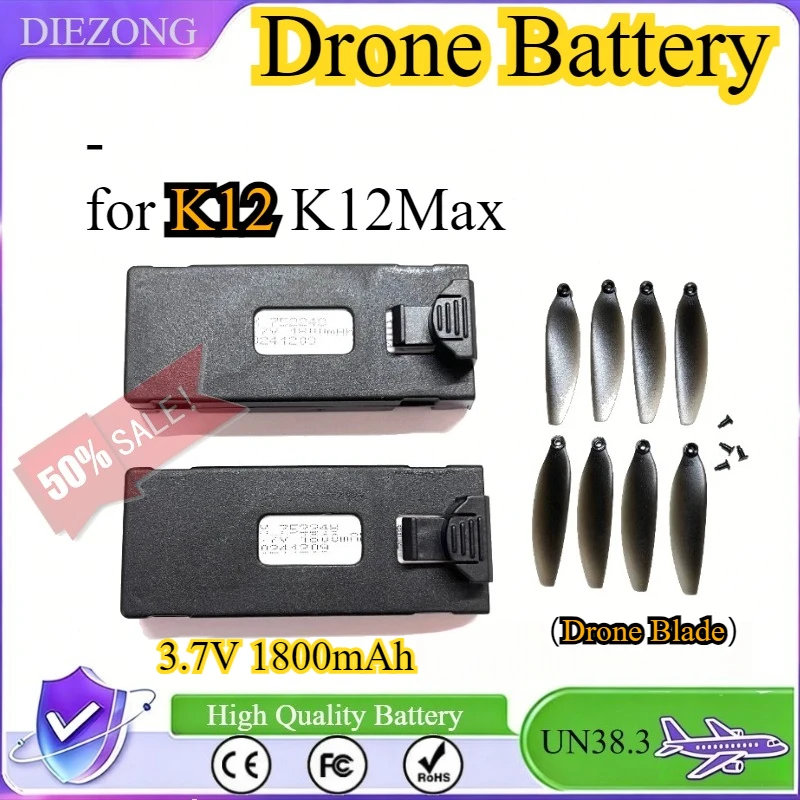 

3.7V 1800mAh Replacement Battery for K12 K12Max Drone Accessories Parts K12 Battery Blades Wholesale Rechargeable Bateria