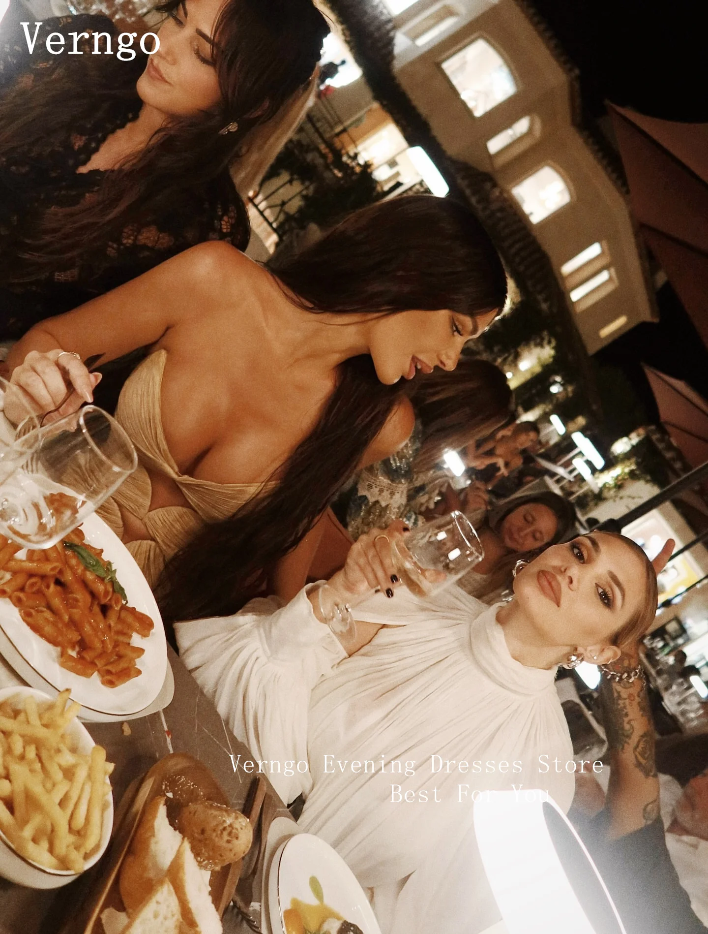 فستان سهرة بني من Verngo أنيق على شكل قلب حورية البحر للحفلات الراقصة مصنوع يدويًا من الحرير للحفلات الراقصة حسب الطلب