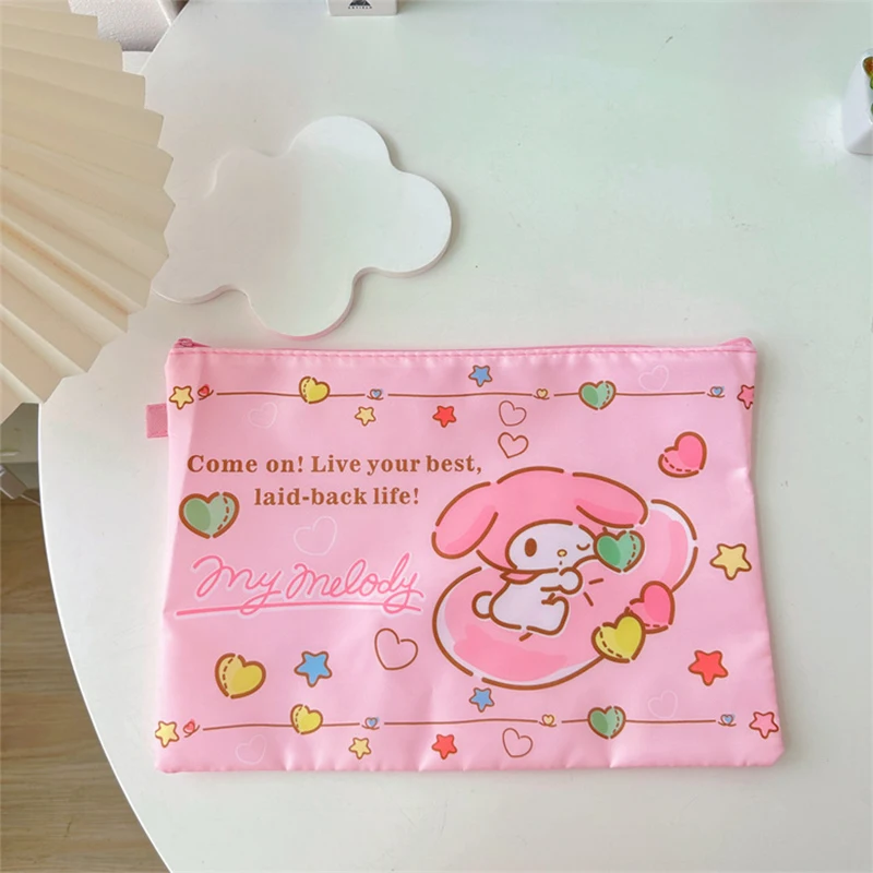 Sanrio File Pocket A4 Textbook Bag Kuromi Hello Kitty My Melody Cartoon Student Lessons Data Task Storage Bag Toys Girls Gifts