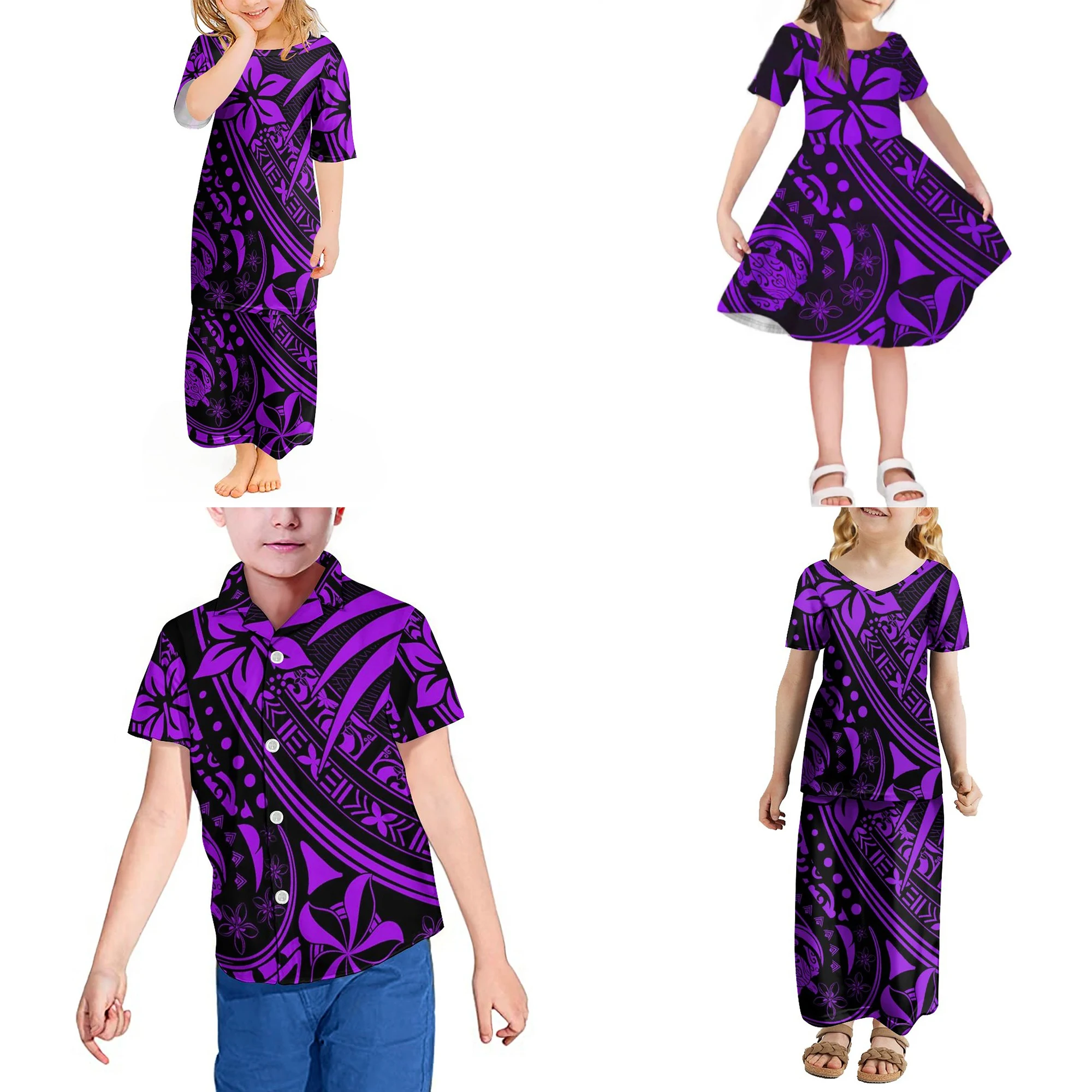 Family Set Late Image Tribal Design high-quality printed children's custom dress shirt