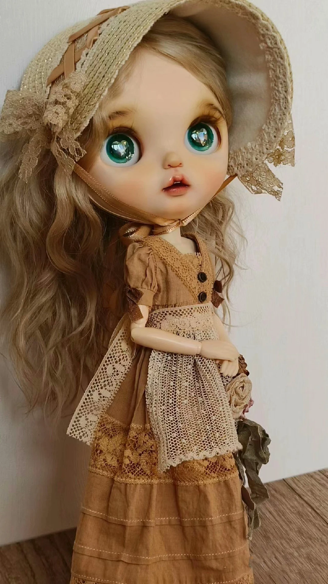 Tea dyeing series BJD Blythe dress Clothes Vintage silk twist skirt 1/6 30cm  Dolls (Fit for Pullip,Ob24, ob22、Licca)